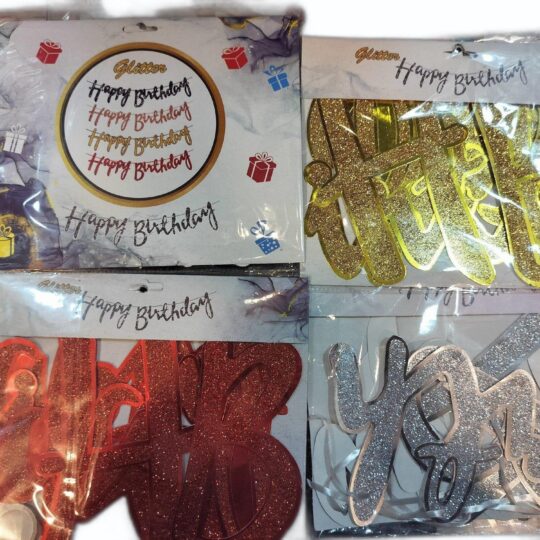 Happy Birthday cursive banners